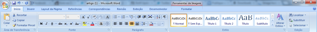 Imagem da barra do Microsoft Office Word 2007