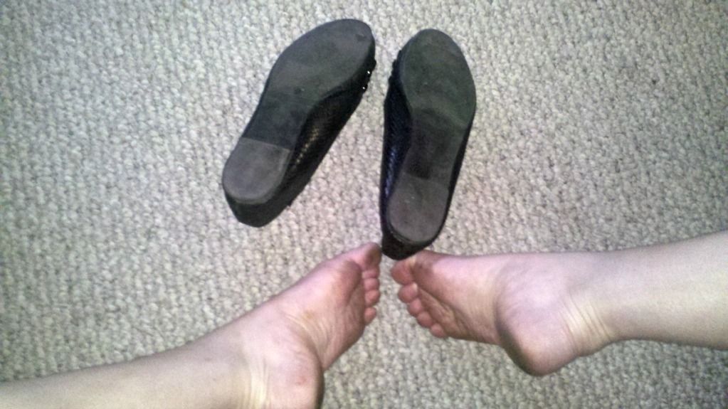 well worn ballet flats