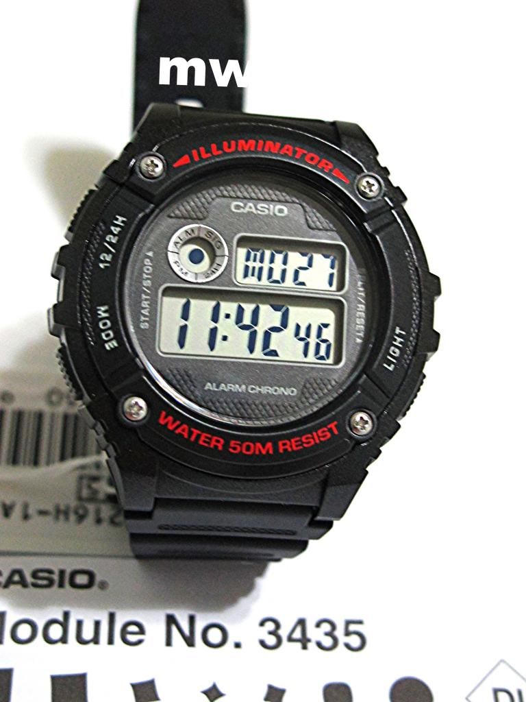 Casio W-216H-1AV W216H Standard Chronograph Black Bezel Mens WR50m Sports Watch