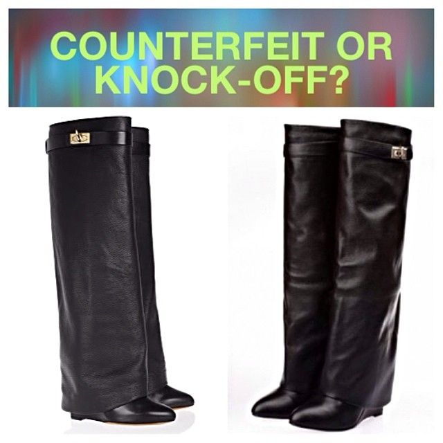 Fashion law comparison: Givenchy - Leather Knee-High Sheath Boots and knockoffs