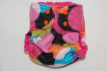 Large colorful circles fleece cloth diaper cover, pink